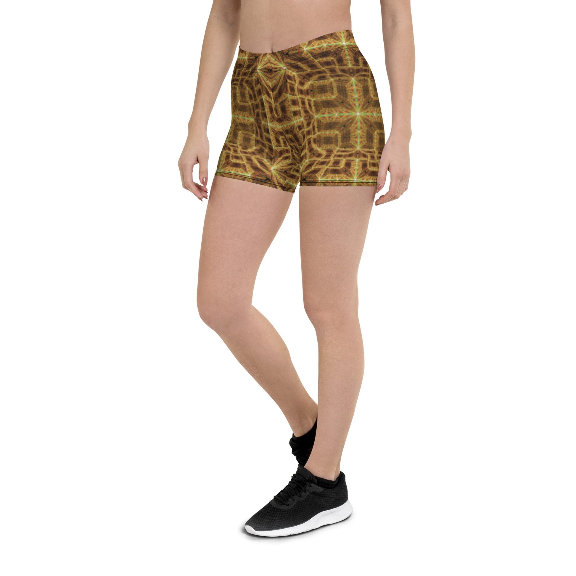 Hyperr Brown Dragon Yoga Shorts - Mat Dragon - XS