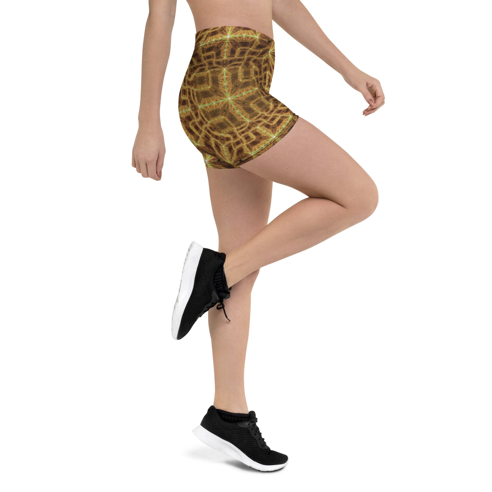 Hyperr Brown Dragon Yoga Shorts - Mat Dragon - XS